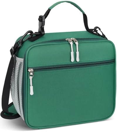 Insulated Lunch Box for Men Small, Green Mens Lunch Bag with Strap