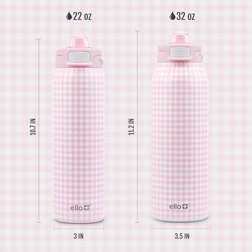 Ello Pop & Fill Insulated Stainless Steel Water Bottle with Quick Fill Lid, Leakproof Locking, Sip or Chug Spout, BPA-Free, Double Wall Vacuum Insulated for Sports, Travel & School- 22oz / 32oz / 40oz