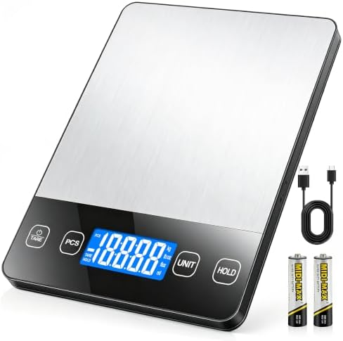 Food Scale 33 lb Capacity, Rechargeable Kitchen Scale with 7 Units