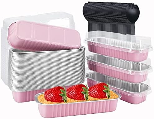 LNYZQUS Mini Loaf Pans with Lids 50 Pack, 6.8oz Small Cake Baking Tins
