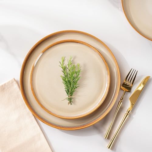 LERATIO Ceramic Dinner Plates Set of 6,10.5 Inch Reactive Glaze Plate Sets