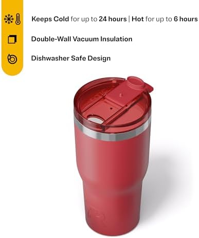 RTIC 30oz Essential Tumbler with Lid, Ceramic Lined, Flag Red