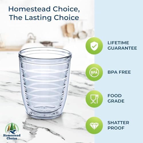 Insulated Drinking Glasses 12oz 2-pack - Great for Iced Coffee & Hot Drinks