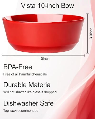 Hioasis 8 Pack Red Serving Bowls for Pool Party