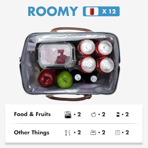 Lekesky Insulated Lunch Bag Portable Lunch Bag for Work-15L, Hearts Print