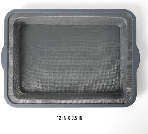 Calphalon Omni 12 x 8.5-Inch Bake Pan with GlassFlex Technology, Flexible Silicone & Micro-Woven Glass Core for Ultra Airflow & Even Baking, Grey