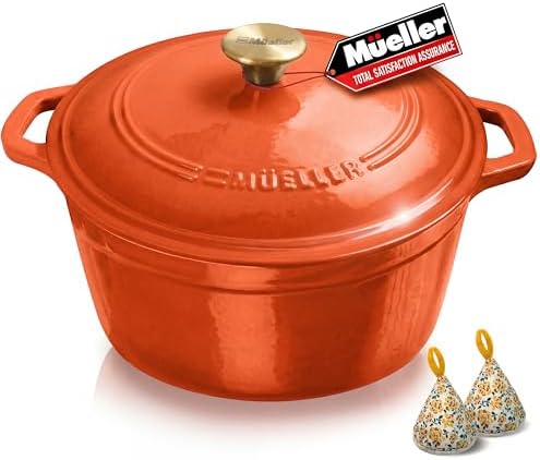 MUELLER HOME 6 Quart Enameled Cast Iron Dutch Oven for Bread Baking