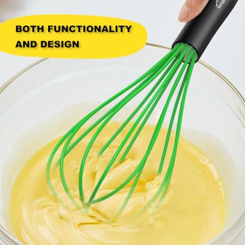 NileHome Silicone Whisk Set 8" 10" 12" Kitchen Whisk Multicolor,3-pack