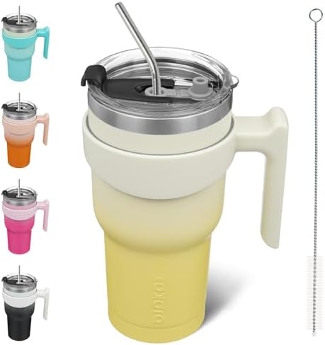 BJPKPK 30 oz Tumbler with Handle & Straw, Insulated Stainless Steel Mug