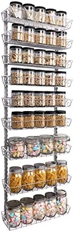 SWOMMOLY Wall Mount Spice Rack Organizer, 9-Tier Adjustable Dual-Use Shelf