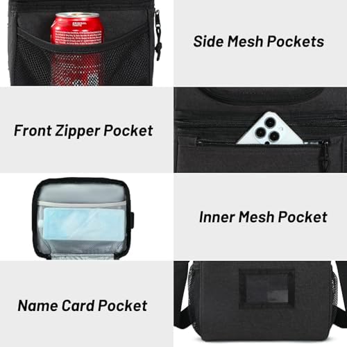 MIER Insulated Lunch Box Bags for Men Women, Dual Compartment, Dark Grey