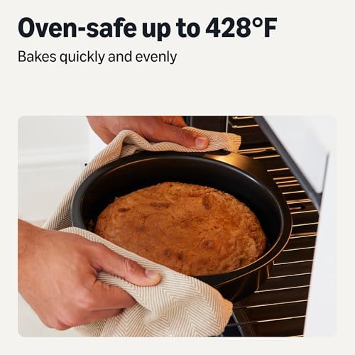 Amazon Basics Nonstick Carbon Steel Round Cake Pans, Dishwasher and Oven-Safe up to 428°F, Set of 2, 9 in. diam. (Pack of 6)
