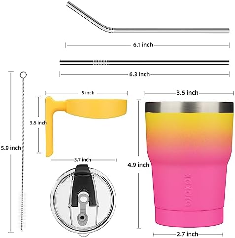 BJPKPK 10 oz Mini Tumbler with Lid, Straw & Handle, Insulated Steel Cup