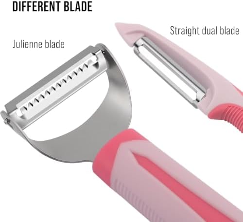 Julienne Peeler Vegetable Peeler with 4.8'' Long Silicone Handle