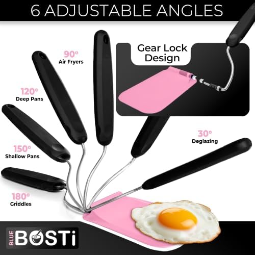 Adjustable Angle Spatula PPSU Material – Flexible Cooking Egg Flipper & Fish Spatula for Pancakes & Indoor Griddles – Swappable Heat-Resistant Thin Heads Spatula - Non-Stick Cookware Safe