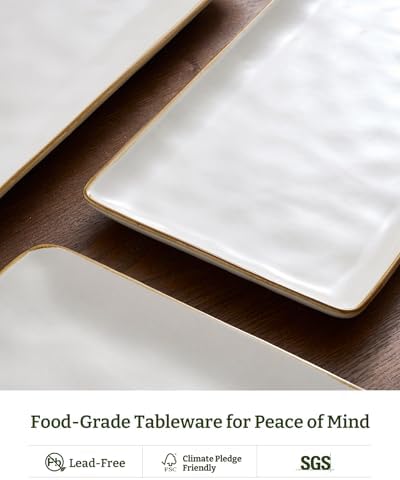 Famiware Serving Platters Set of 3 Sizes - Rectangular, Matte White