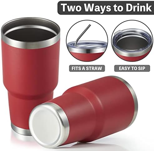 MEWAY 30oz Insulated Tumbler With Lids and Straws,Stainless Steel Double Vacuum Coffee Tumbler Cup, Brush, Durable Powder Coated Coffee Cup for Cold & Hot Drinks, Office, Travel(mixture,4 PACK)