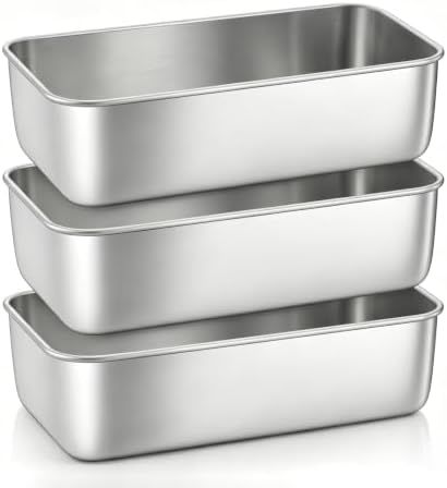 Homikit 9x5 Inches Stainless Steel Loaf Pan, 3 Pack Bread Pan Set Non Toxic