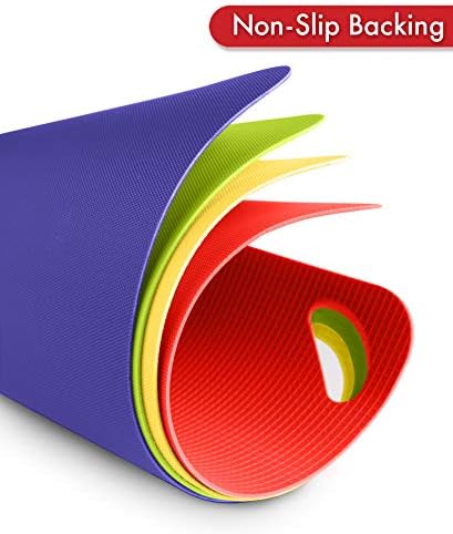 Dexas Heavy Duty Grippmat Flexible Cutting Board Set of Four, 11.5 x 14 inches, Blue, Green, Yellow and Red,6554PK