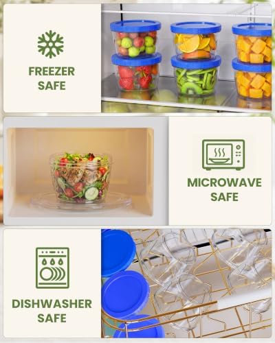 6 Pack-17oz Reusable Freezer Storage Containers, [STURDIER and MORE DURABLE] Airtight Plastic Food Storage Containers with Twist Top Lids, |BPA Free| Stackable | Leakproof| Microwave/Dishwasher Safe