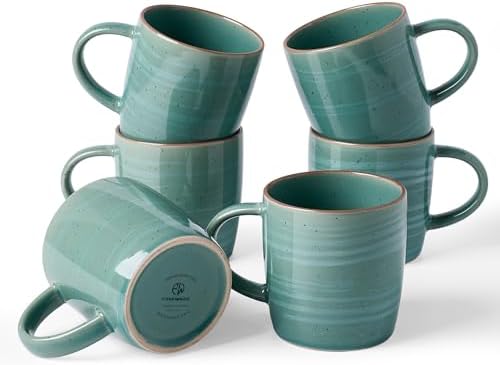 famiware Coffee Mugs Set of 6, Meteor 13 oz Ceramic Mug Cup Set with Handle