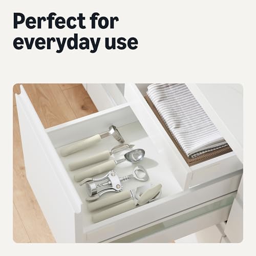 Amazon Basics Vegetable and Potato Peelers with Ultra-Sharp Stainless Steel Swivel Blades, Non-Slip Soft-Touch Handle, Protective Covers, 2-Piece Set, Dishwasher-Safe, Linen Gray
