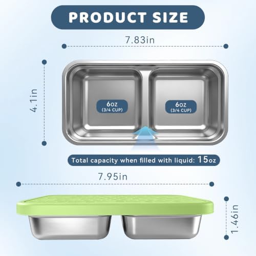 15 oz Snack Containers for Kids, Stainless Steel Lunch Box 3 Pack