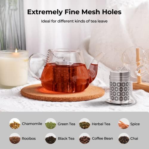 Reinmoson Extra Fine Mesh Tea Infuser for Loose Leaf Tea Steeper 1.5”x2.2”