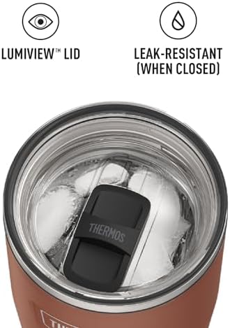 THERMOS Icon Series 24oz Stainless Steel Tumbler with Slide Lock Lid, Leakproof, Fits Cupholder, Dishwasher Safe, Griptec™ Non‑Slip Base, Keeps Drinks Hot 6 Hrs/Cold 22 Hrs, Saddle