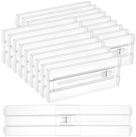 Vtopmart 18 Pack Drawer Dividers for Clothes, 4" High 10.2"-16.5" Adjustable Expandable Dresser Drawer Organizer, Clear Plastic Separators for Dresser, Baby Clothing, Underwear, Cosmetic, Toiletries