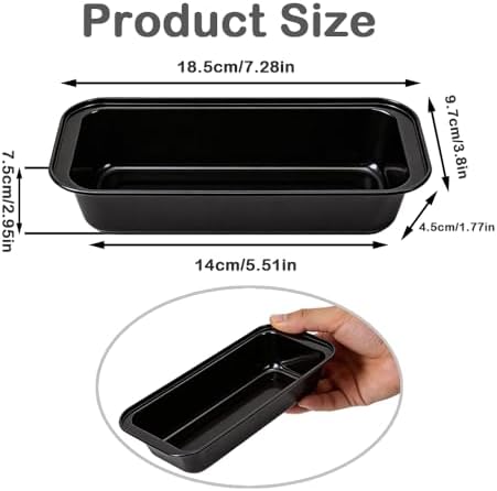 3 Pack Carbon Steel Bread Loaf Pans for Baking, Black, 6 x 3 Inch