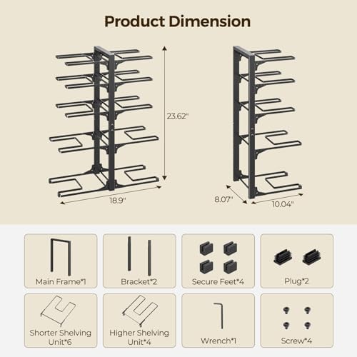LAMU 10-Tier Heavy Duty Pots and Pans Organizer under Cabinet, 23.6" H