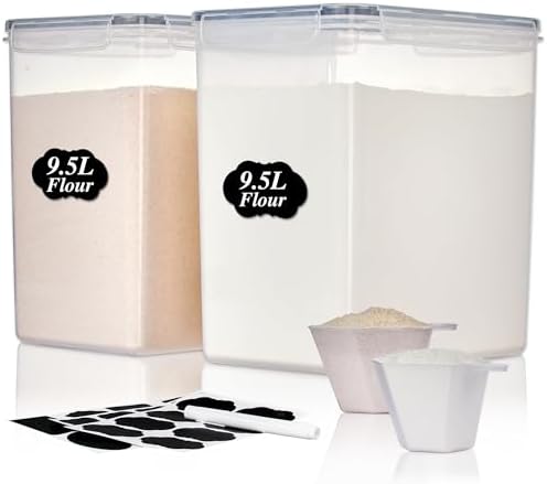 Vtopmart 9.5L Flour Sugar Storage Containers, 2 Pack, Each Fits 12.5 lb
