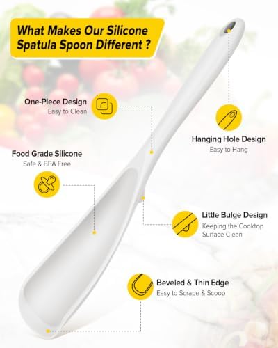 BUNDLEPRO Silicone Cooking Spoons for Nonstick Cookware, One-Piece, 2 Pack