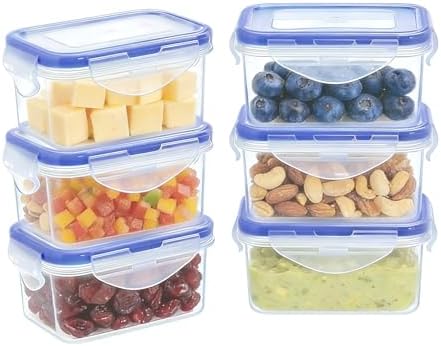 KIGI Small Plastic Food Storage Containers Set, 6 Pack (0.74 Cup)