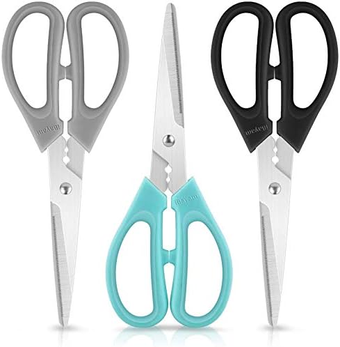 iBayam 3-Color Stainless Steel Dishwasher Safe Kitchen Shears Food Scissors