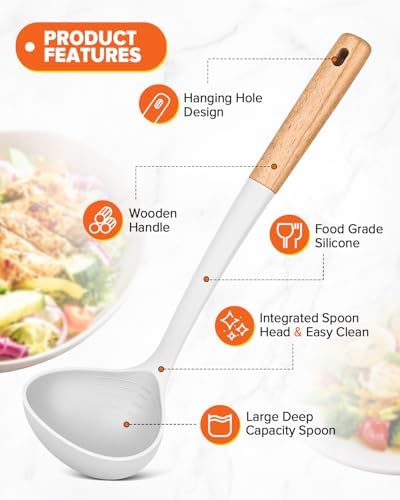 Badiano Kitchen Pasta Fork and Ladle Set, Perfect for Serving, White