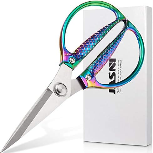 Jasni Fish pattern Powerful kitchen scissors professional Heavy Duty Multi-Purpose pretty Color rainbow Titanium Coating Forged Stainless Steel fish bones Shears Office Home scissors