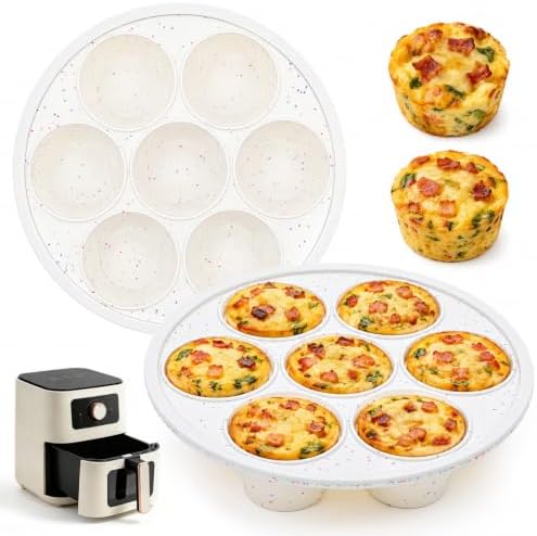 Vinino Silicone Air Fryer Muffin Pan with Reinforced Frame, Egg Bite Mold