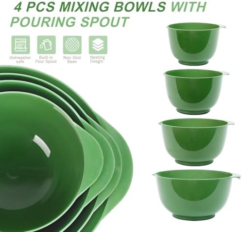 BoxedHome Classic Mixing Bowls Set of 4, BPA Free Plastic Microwave Safe