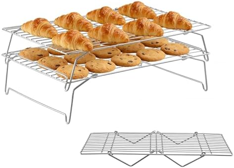 Herogo 3-Tier Collapsible Stainless Steel Cooling Rack, 15" x 10"