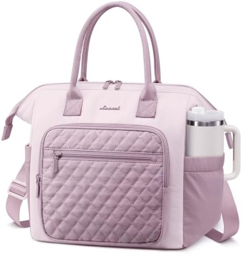 LOVEVOOK Lunch Bag Women,Puffy Insulated Lunch Box Women with Cup Holder
