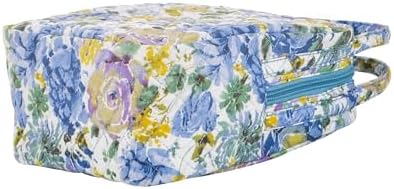 Machine Washable Women Quilted Fabric Insulated Reusable Cooler Lunch Bag Tote Adult Thermal Lunch Box Storage Bag for Ｗork (Floral #2)
