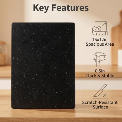 Granite Cutting Board for Kitchen 16×12 Inch black