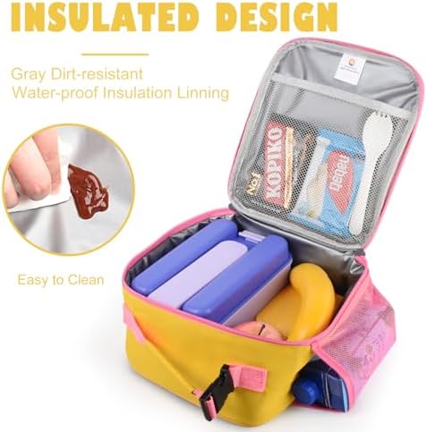CaCTOUR Lunch Box Kids,Premium Insulated Lunch Bag for Girls Boys,Soft Bag Mini Cooler Back to School Thermal Reusable Lunch Bag for Work School Picnic (Yellow)