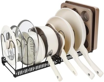 Fyvva Pots and Pans Organizer under Cabinet Expandable 14 Dividers Black
