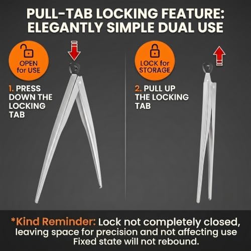 Stainless Steel Tongs 2-Pack, 11-inch Pull-Ring Locking Cooking Tongs with Non-Slip Precision Serrated Tips, Food Grade Heavy Duty Grill Tongs for BBQ, Air Fryer, Bacon, Steaks, Cooking