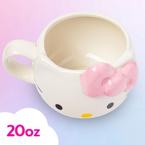 Silver Buffalo Sanrio Hello Kitty Pink Bow, 3D Sculpted Mug, 20oz
