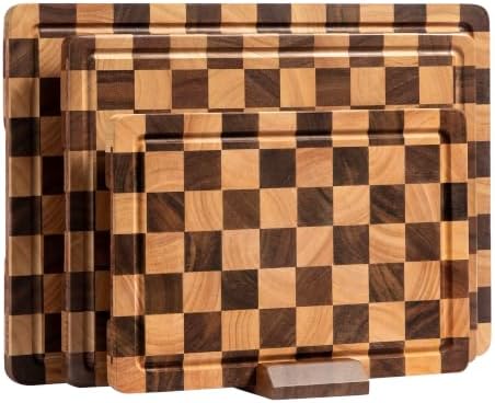 Checkered Cutting Board Set, Walnut Wood Cutting Boards for Kitchen