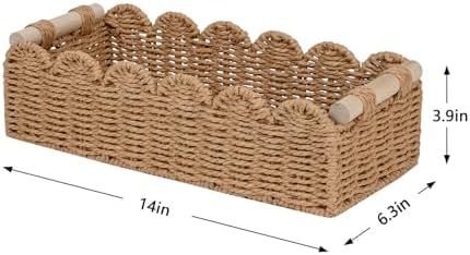CubesLand Scalloped Toilet Paper Storage Basket W/Handle for Home Decor